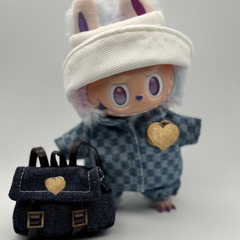 Labubu Denim Outfit with backpack